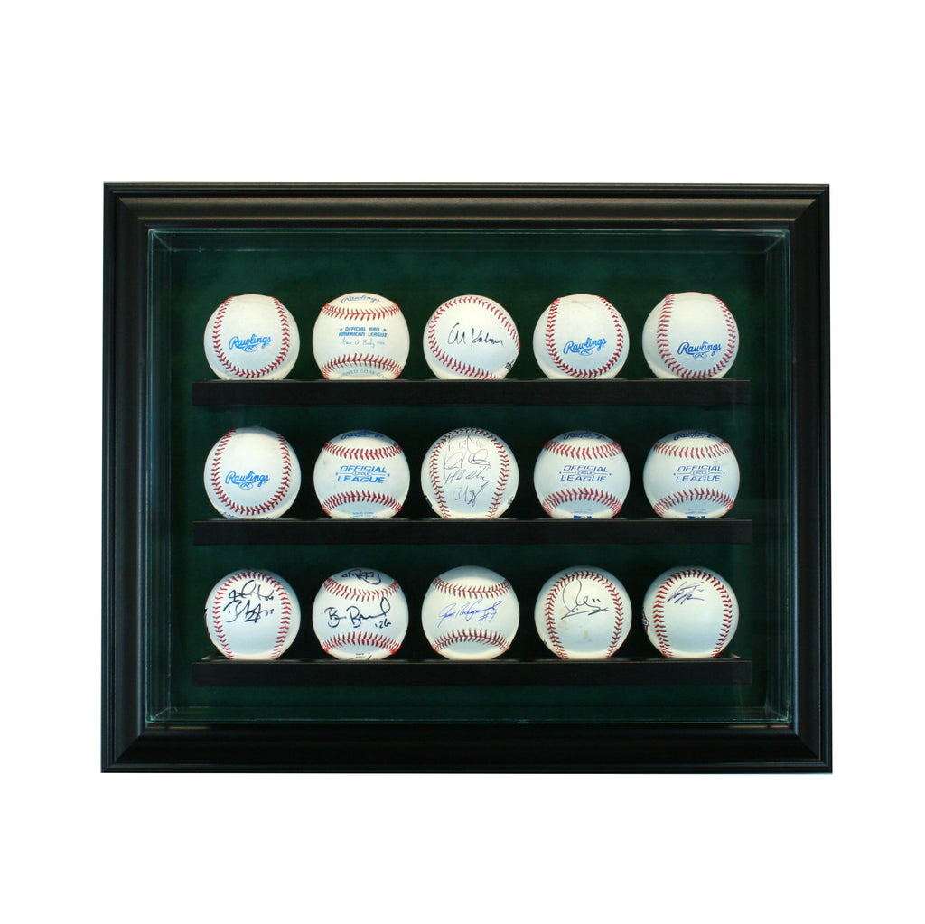 15 Baseball Cabinet Style Display Case with Black Moulding