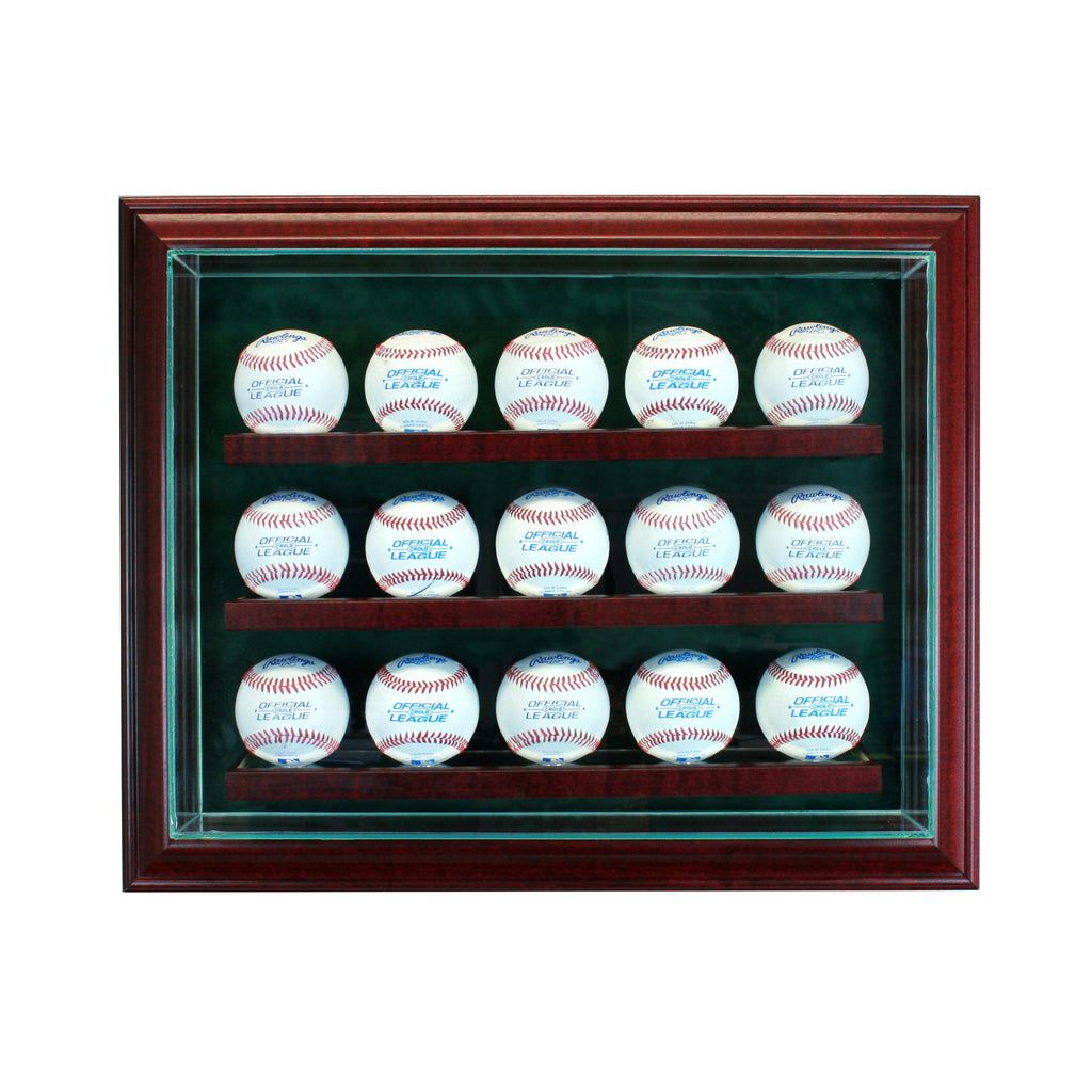 15 Baseball Cabinet Style Display Case with Cherry Moulding