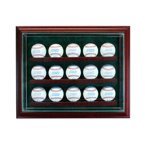 15 Baseball Cabinet Style Display Case with Cherry Moulding