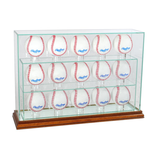 15 Baseball Upright Display Case with Walnut Moulding