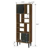 Mid Century Modern Accent Bookcase with Two Doors and 10 Storage Areas on Wood Legs - OS Home and Office Furniture