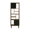 Mid Century Modern Accent Bookcase with Two Doors and 10 Storage Areas on Wood Legs - OS Home and Office Furniture