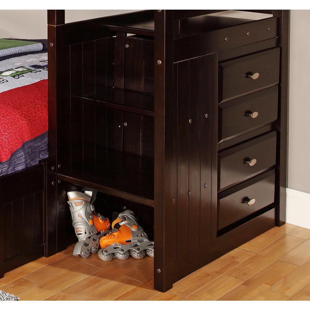 Mission Staircase Twin over Twin Bunk Bed with Seven Drawers - American Furniture Classics
