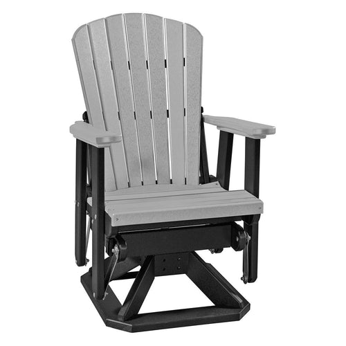 Fan Back Swivel Glider in Light Gray and Black - American Furniture Classics