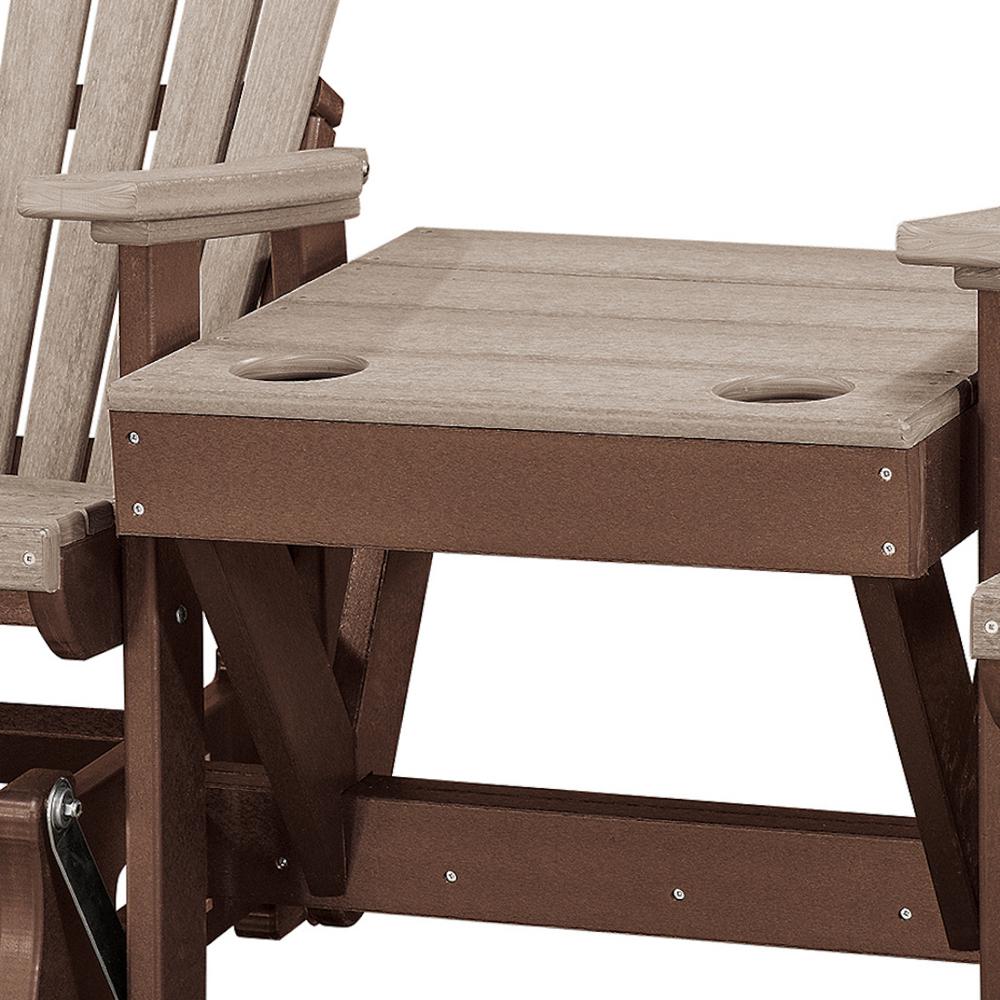 Double Glider with Center Table in Weatherwood and Tudor Brown - American Furniture Classics