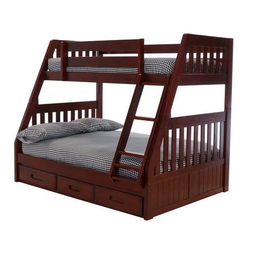 Mission Twin over Full Bunk Bed with Three Drawers - American Furniture Classics