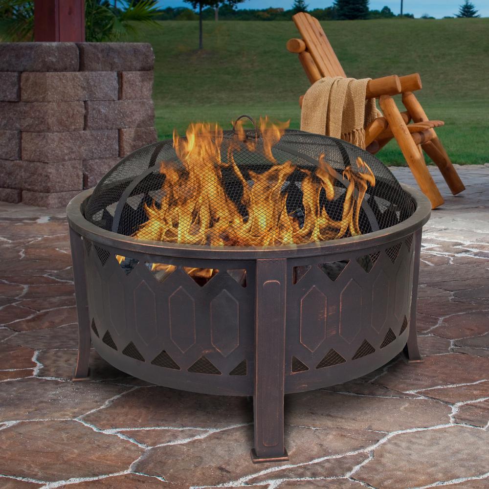 Outdoor Leisure Products 30 inch Round Firepit with Oil Rubbed Bronze Finish - American Furniture Classics