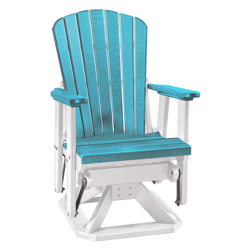 OS Home and Office Model 510ARW Fan Back Swivel Glider in Aruba Blue with a White Base, Made in the USA - American Furniture Classics