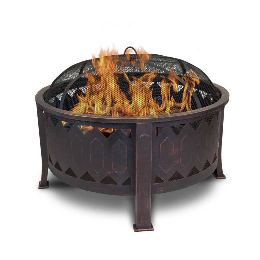 Outdoor Leisure Products 30 inch Round Firepit with Oil Rubbed Bronze Finish - American Furniture Classics