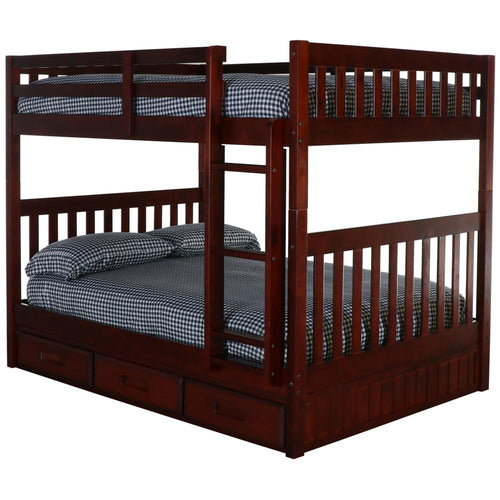 Full over Full Bunk Bed with Three Drawers - American Furniture Classics