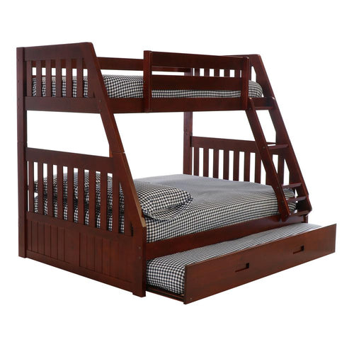 Mission Twin over Full Bunk Bed with Roll Out Twin Trundle Bed - American Furniture Classics