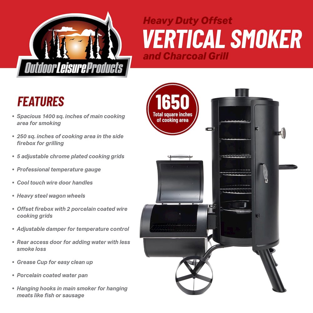 Multi Level Vertical Smoker and Charcoal Grill - American Furniture Classics