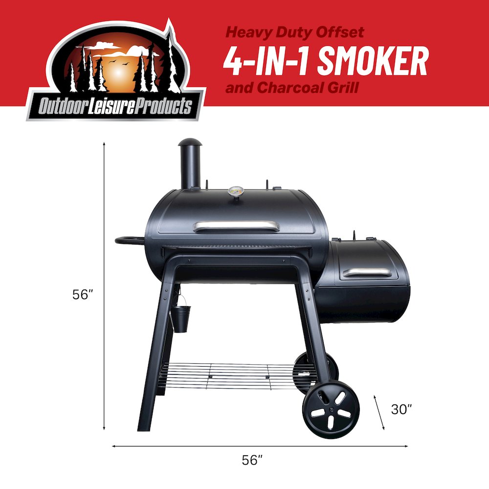 Heavy Duty Offset Charcoal Smoker Grill - American Furniture Classics