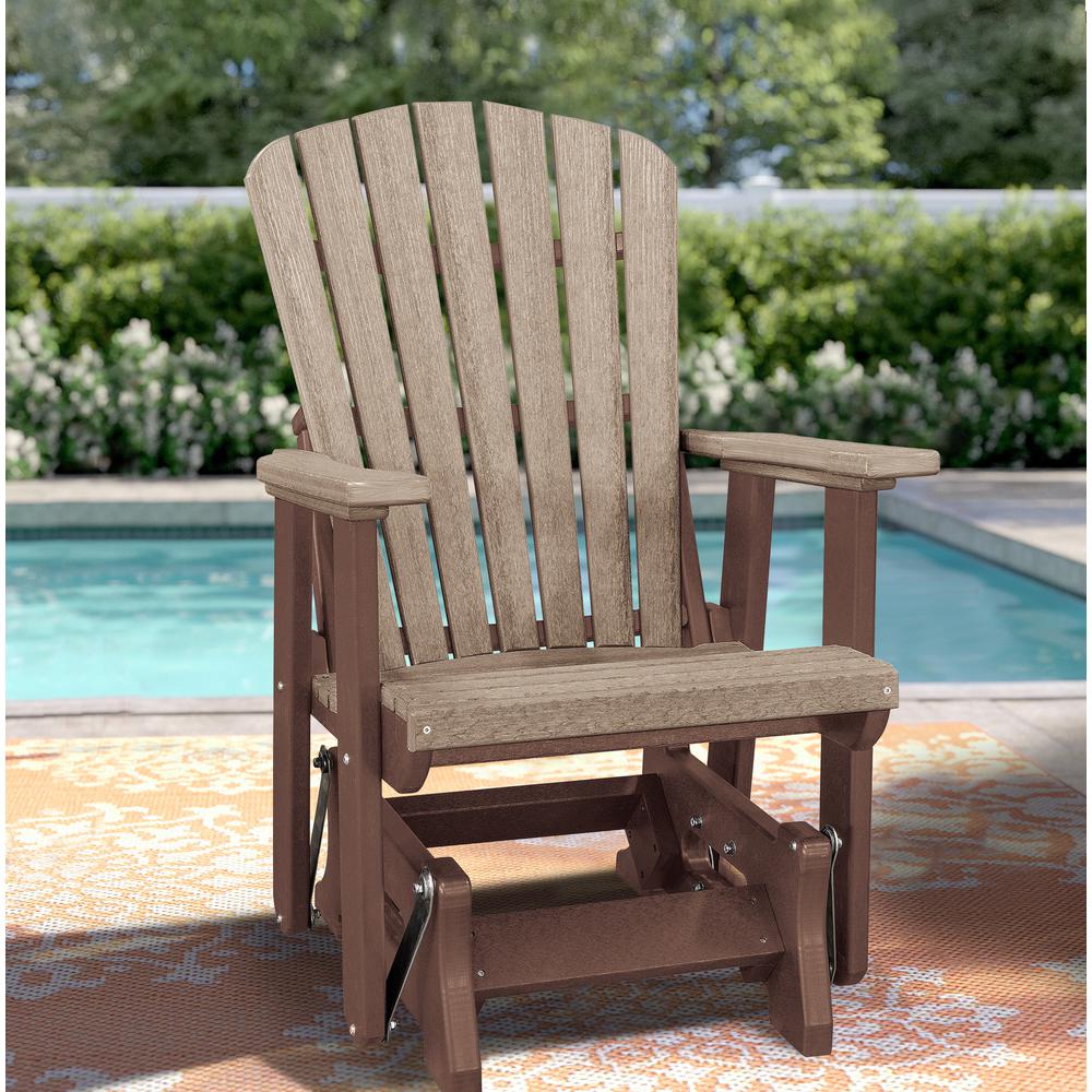 Fan Back Glider Made in the USA- Weatherwood, Tudor Brown - American Furniture Classics