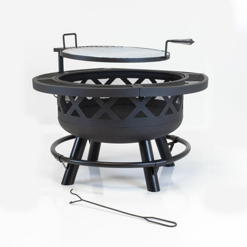 Outdoor Leisure Products Model 5511 32'' Roundup Fire Pit with adjustable 20 inch cooking shelf - American Furniture Classics