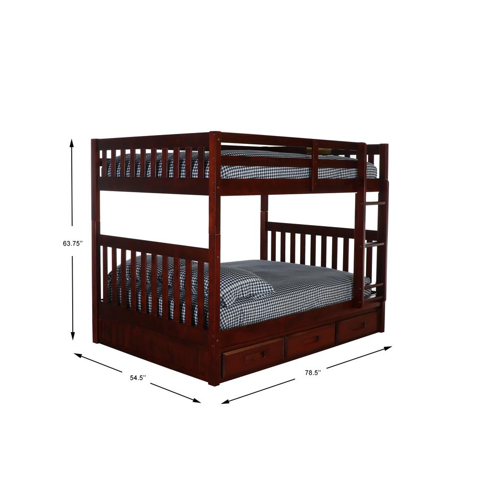 Full over Full Bunk Bed with Three Drawers - American Furniture Classics