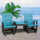 Double Glider with Center Table in Aruba Blue and Black - American Furniture Classics