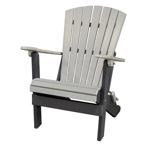 Fan Back Folding Adirondack Chair Made in the USA- Light Gray, Black - American Furniture Classics