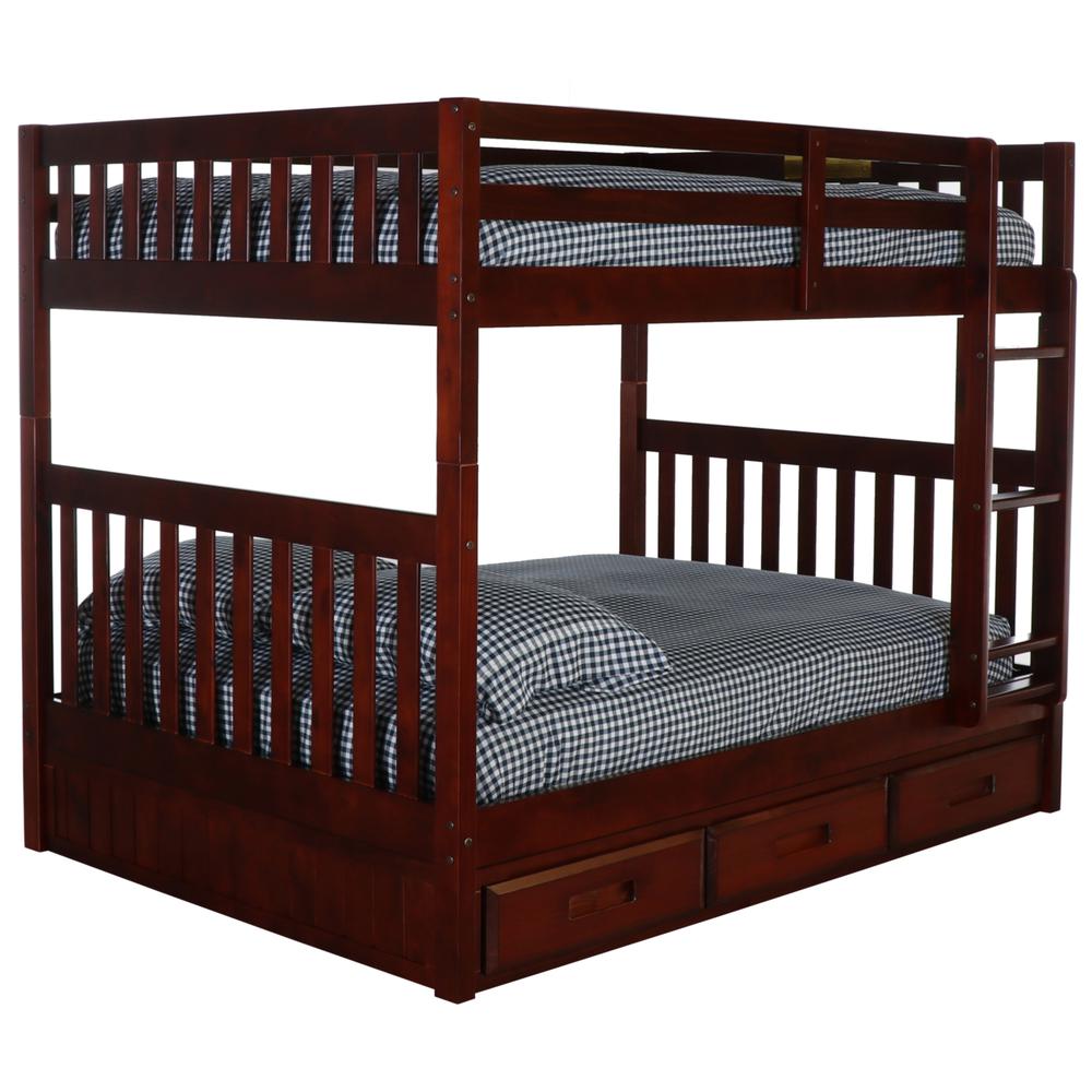 Full over Full Bunk Bed with Three Drawers - American Furniture Classics