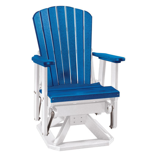 Fan Back Swivel Glider in Blue and White - American Furniture Classics