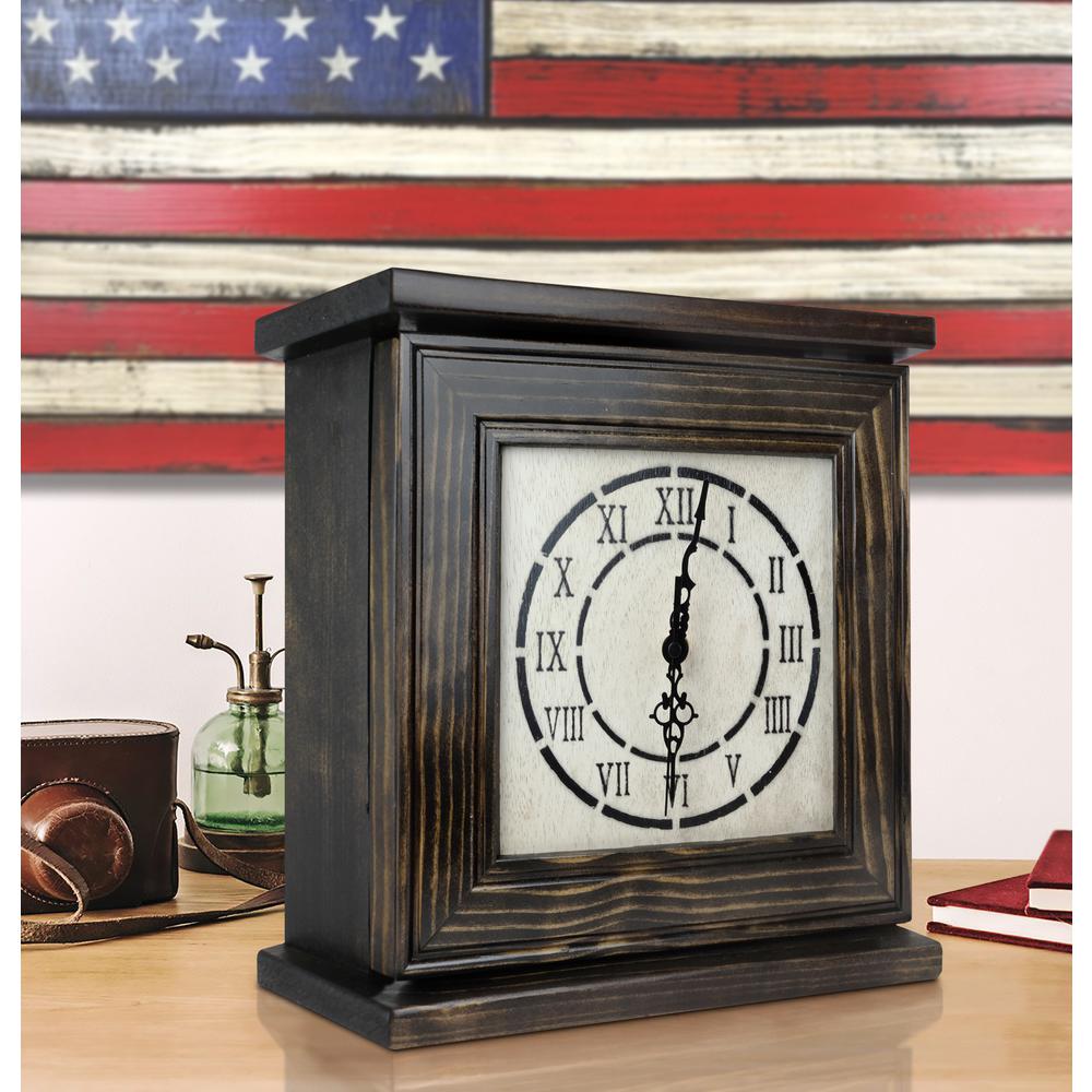 American Furniture Classics Model CLOCKDW Mantel Clock in Dark Walnut Veneer with Secret Compartment