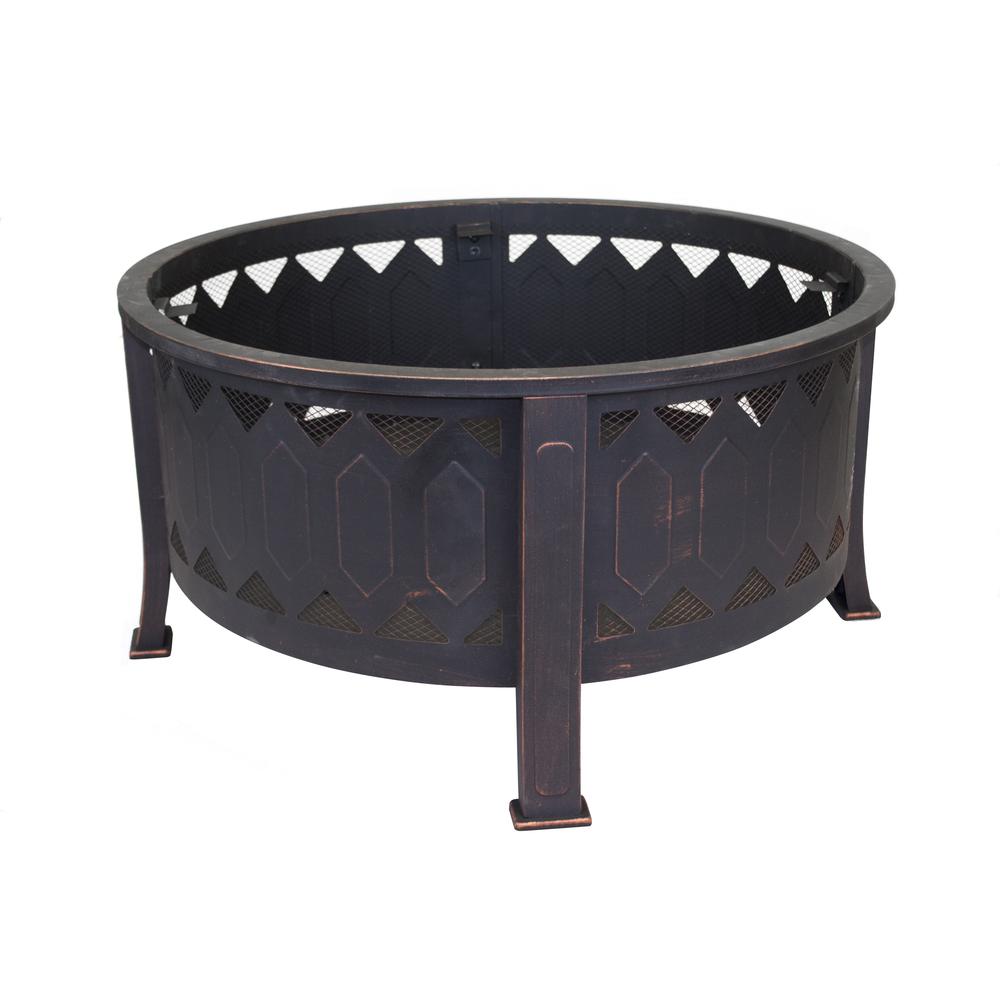 Outdoor Leisure Products 30 inch Round Firepit with Oil Rubbed Bronze Finish - American Furniture Classics