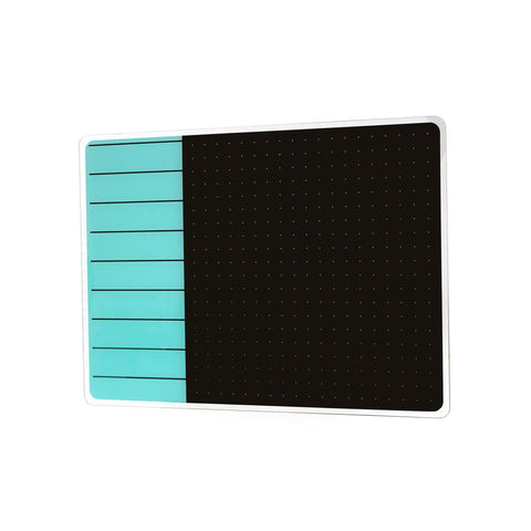 Glacier Teal & Black Plan & Grid Glass Dry Erase Board - 17'' x 23'' - Floortex
