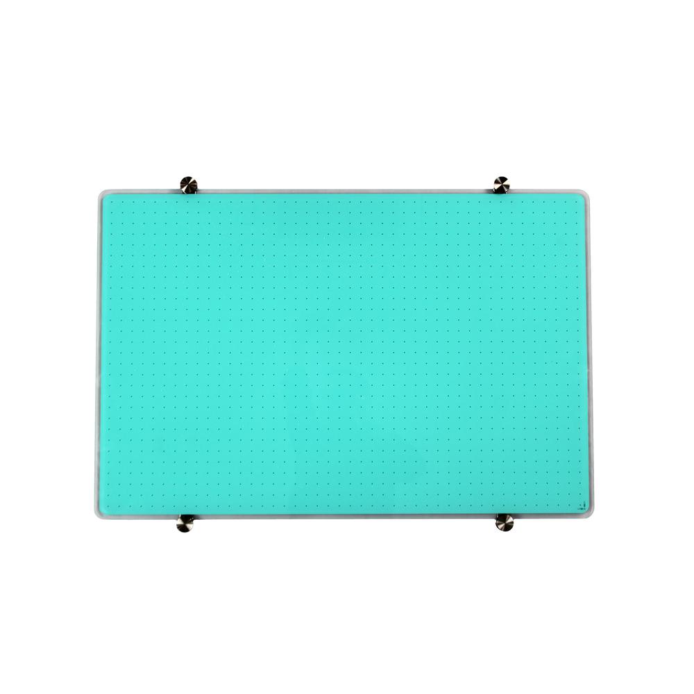 Glacier Teal Multi-Purpose Grid Glass Dry Erase Board 24'' x 36'' - Floortex