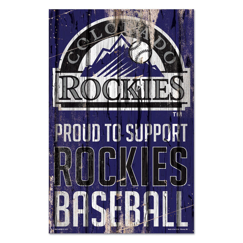 Colorado Rockies Sign 11x17 Wood Proud to Support Design - WinCraft