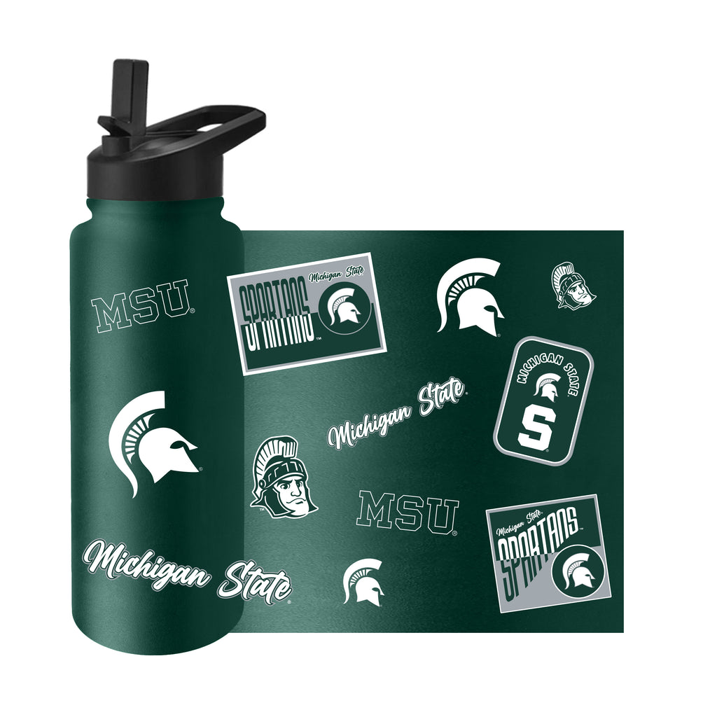 Michigan State Spartans Quencher Bottle 34oz Stainless Steel Dreamweave - Logo Brands