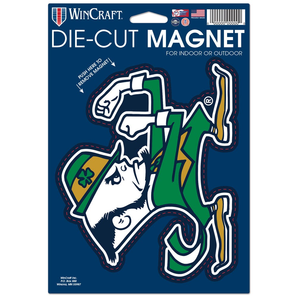 Notre Dame Fighting Irish Magnet 6.25x9 Die Cut Leprechaun Design - WinCraft