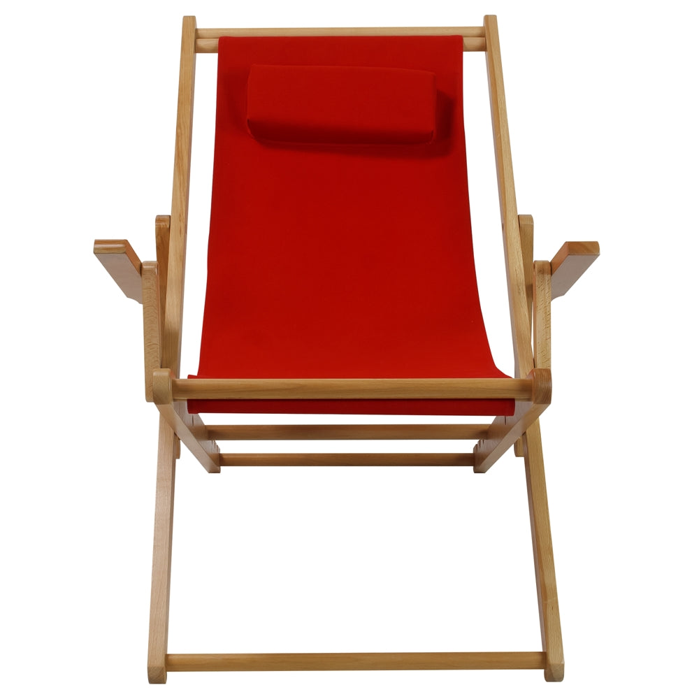 Sling Chair Natural Frame-Red Canvas - Casual Home