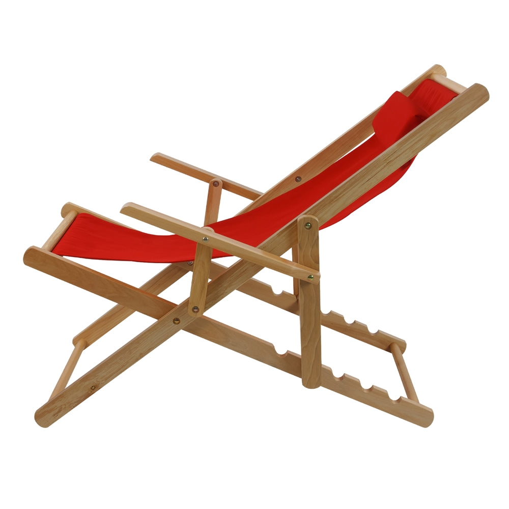 Sling Chair Natural Frame-Red Canvas - Casual Home