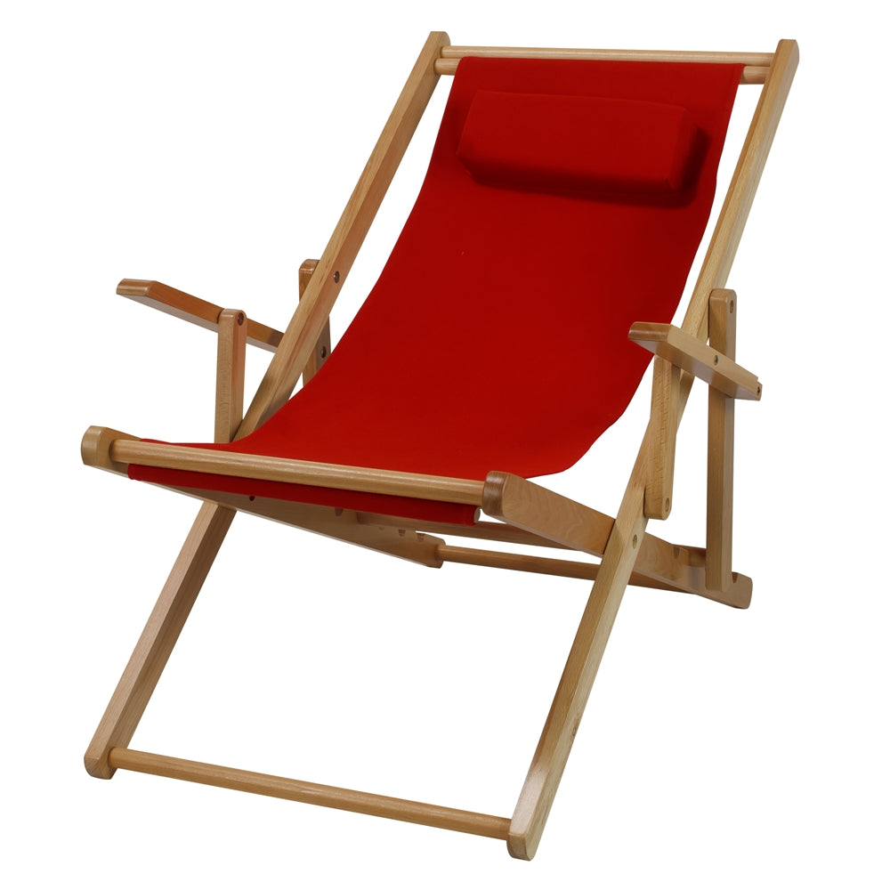 Sling Chair Natural Frame-Red Canvas - Casual Home