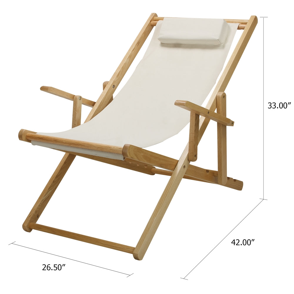 Sling Chair Natural Frame-Natural/Wheat Canvas - Casual Home