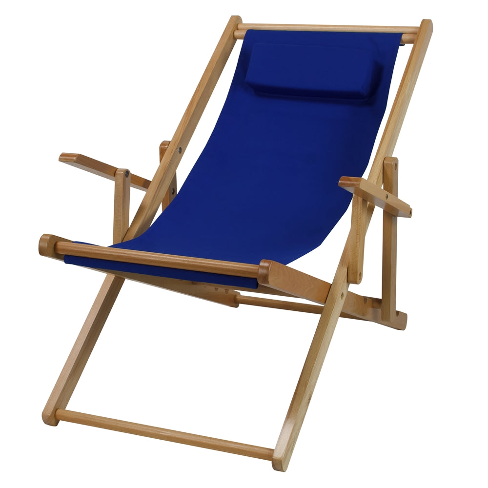 Sling Chair Natural Frame-Royal Blue Canvas - Casual Home