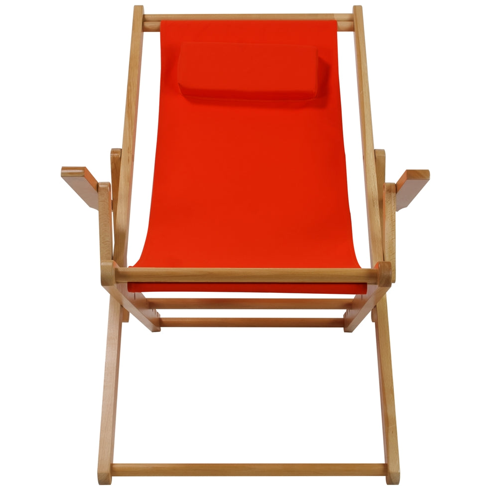 Sling Chair Natural Frame-Orange Canvas - Casual Home