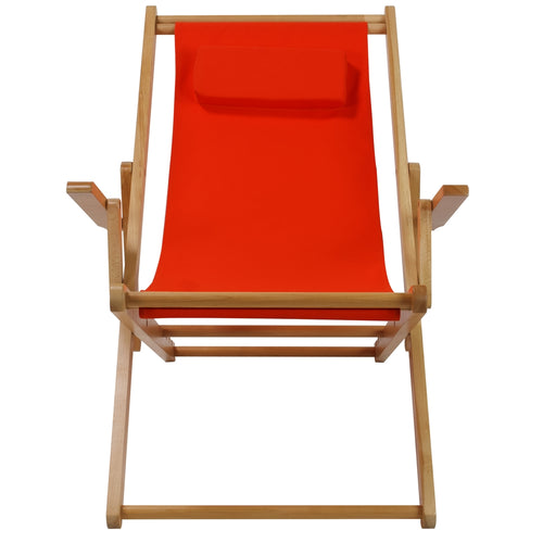 Sling Chair Natural Frame-Orange Canvas - Casual Home