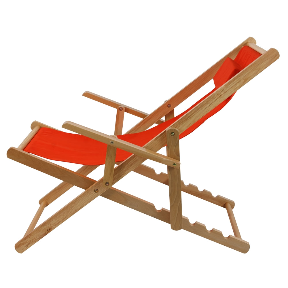 Sling Chair Natural Frame-Orange Canvas - Casual Home