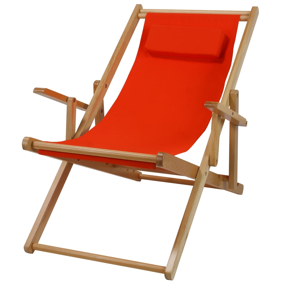 Sling Chair Natural Frame-Orange Canvas - Casual Home