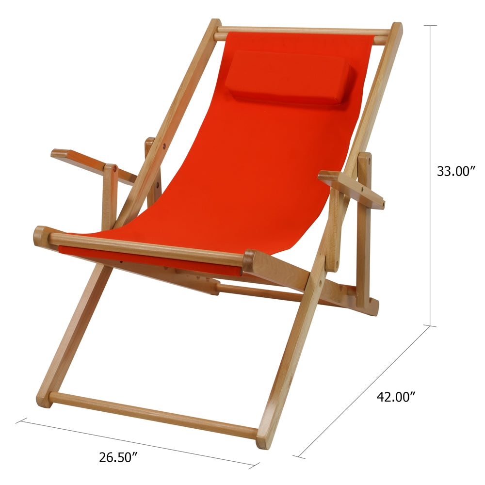 Sling Chair Natural Frame-Orange Canvas - Casual Home