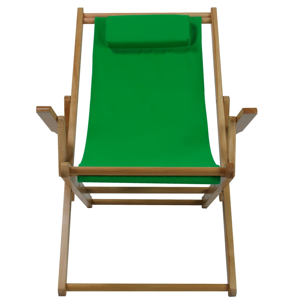 Sling Chair Natural Frame-Green Canvas - Casual Home
