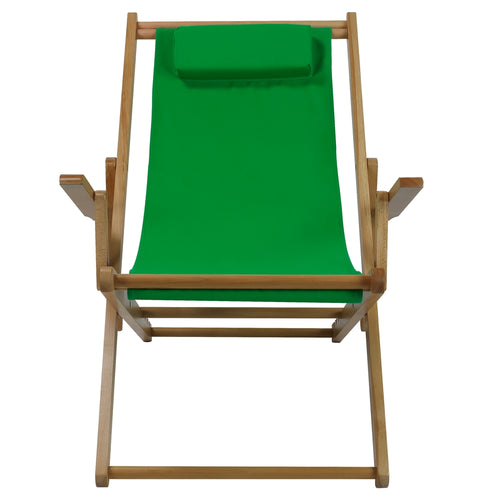 Sling Chair Natural Frame-Green Canvas - Casual Home