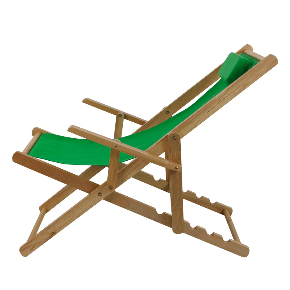 Sling Chair Natural Frame-Green Canvas - Casual Home