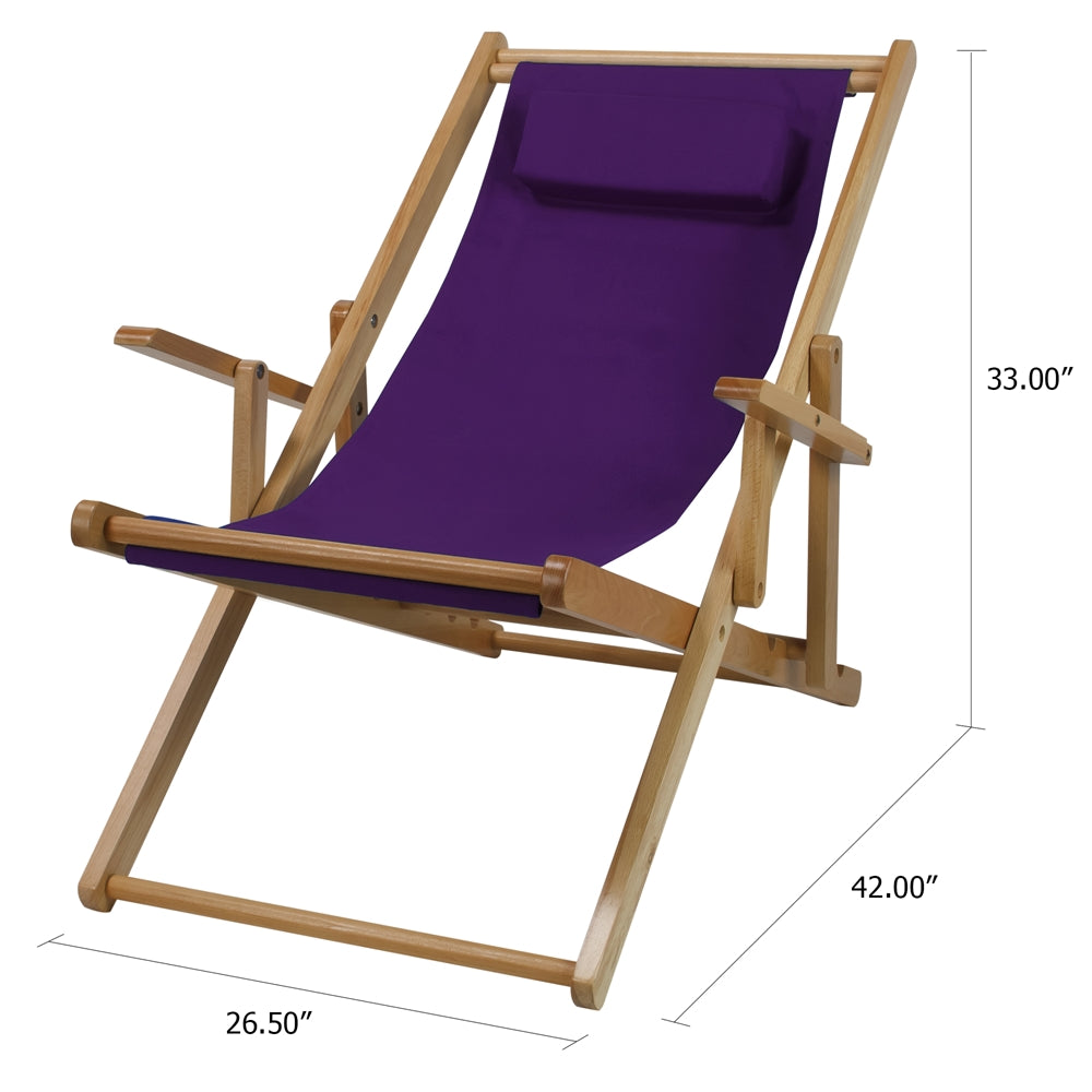 Sling Chair Natural Frame-Purple Canvas - Casual Home