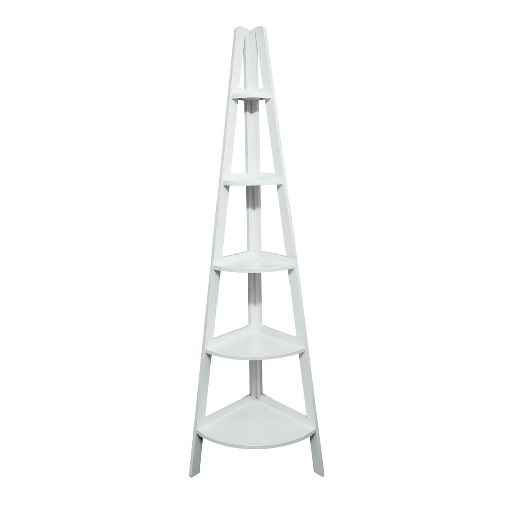 5-Shelf Corner Ladder Bookcase - White - Casual Home