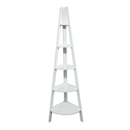 5-Shelf Corner Ladder Bookcase - White - Casual Home