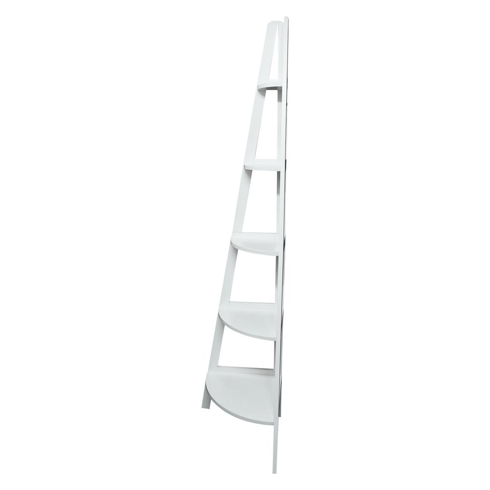 5-Shelf Corner Ladder Bookcase - White - Casual Home