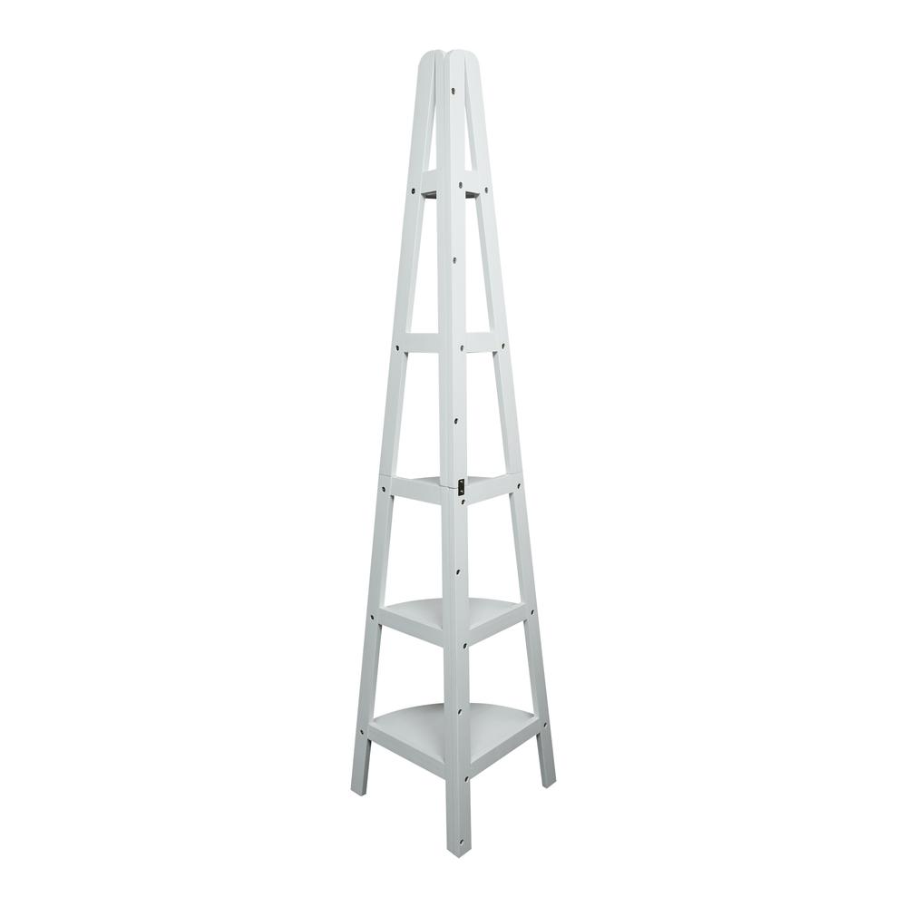 5-Shelf Corner Ladder Bookcase - White - Casual Home