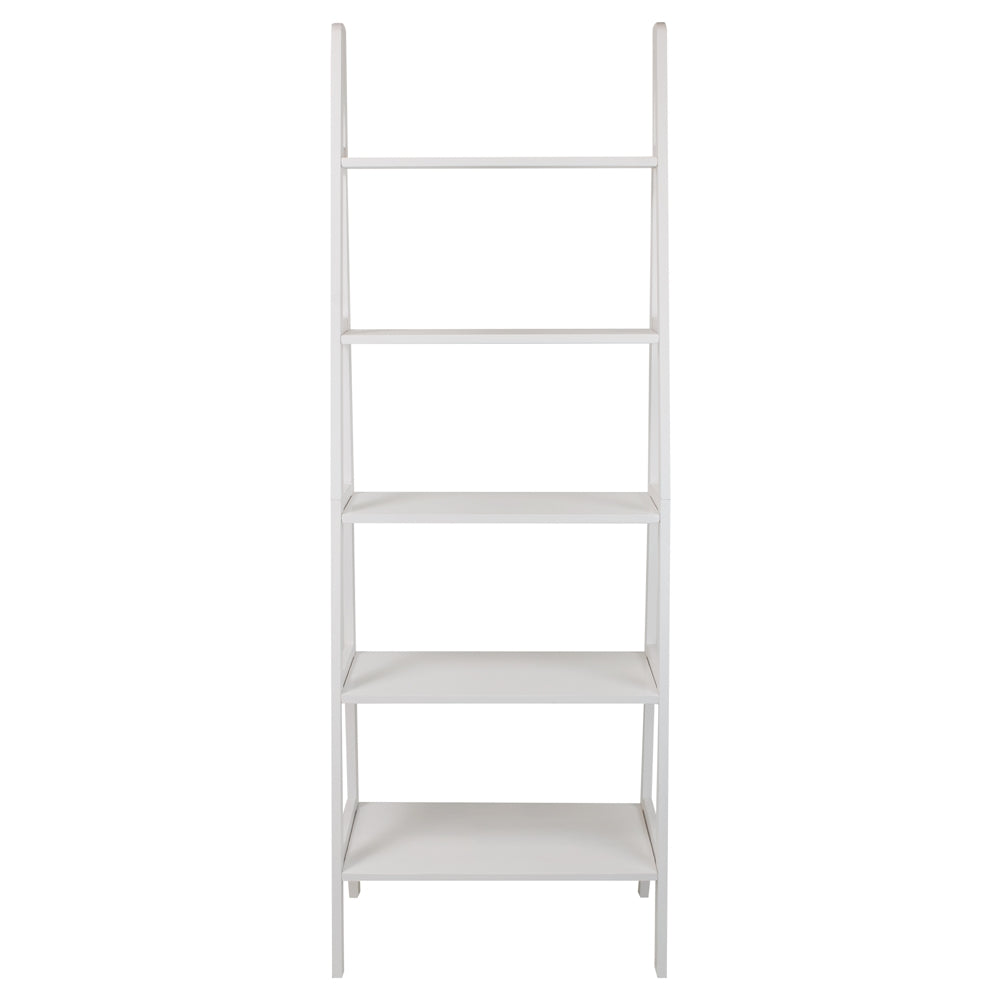 5-Shelf Ladder Bookcase-White - Casual Home